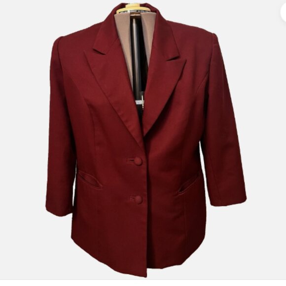 Beu Marc. Size 16. Lined. Poly Burgundy Maroon Blazer Jacket. Poly. DB2 - Picture 1 of 7